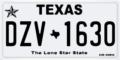 TX license plate DZV1630