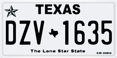 TX license plate DZV1635