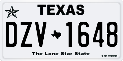 TX license plate DZV1648