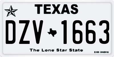 TX license plate DZV1663