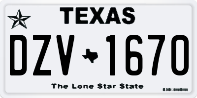 TX license plate DZV1670