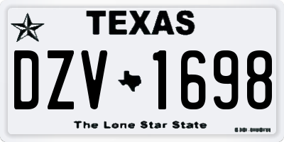 TX license plate DZV1698