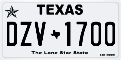 TX license plate DZV1700