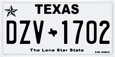 TX license plate DZV1702