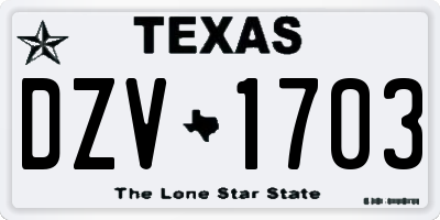 TX license plate DZV1703