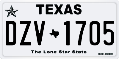 TX license plate DZV1705
