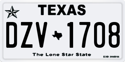 TX license plate DZV1708