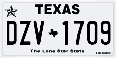 TX license plate DZV1709