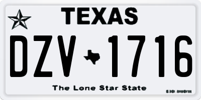 TX license plate DZV1716