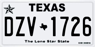 TX license plate DZV1726