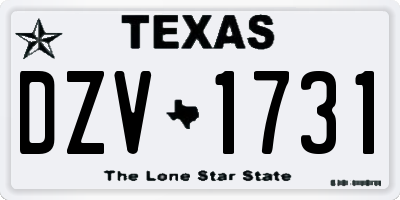 TX license plate DZV1731