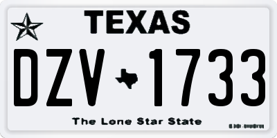 TX license plate DZV1733