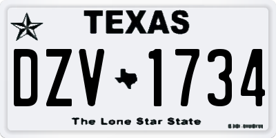 TX license plate DZV1734