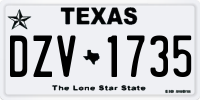 TX license plate DZV1735