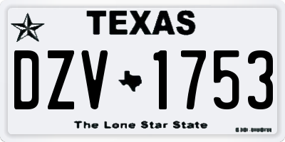 TX license plate DZV1753