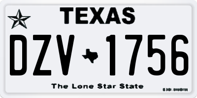 TX license plate DZV1756