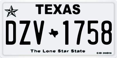 TX license plate DZV1758