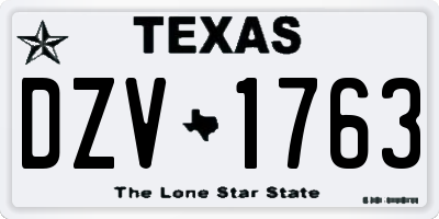 TX license plate DZV1763