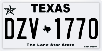 TX license plate DZV1770