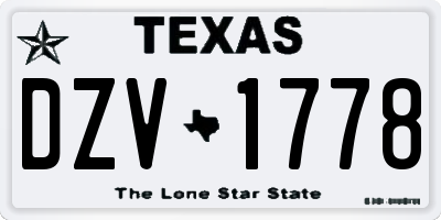 TX license plate DZV1778