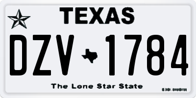 TX license plate DZV1784