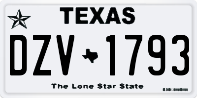 TX license plate DZV1793