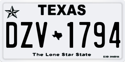 TX license plate DZV1794