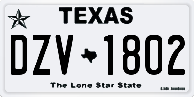 TX license plate DZV1802