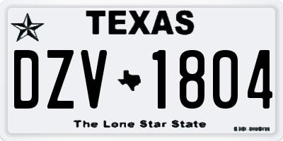TX license plate DZV1804