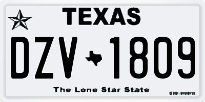 TX license plate DZV1809