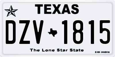 TX license plate DZV1815