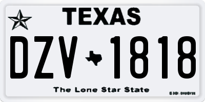 TX license plate DZV1818
