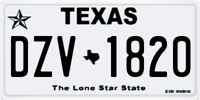 TX license plate DZV1820