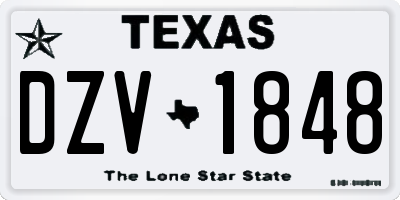TX license plate DZV1848