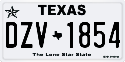 TX license plate DZV1854