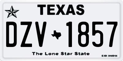 TX license plate DZV1857