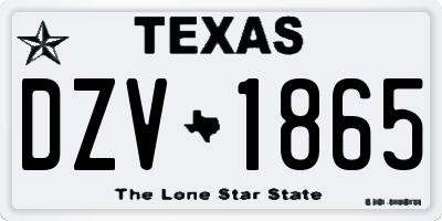 TX license plate DZV1865