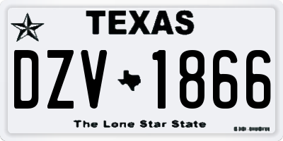 TX license plate DZV1866