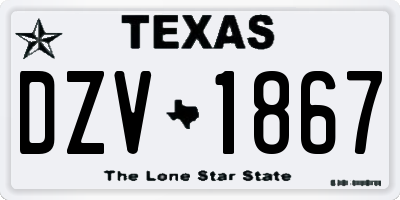 TX license plate DZV1867