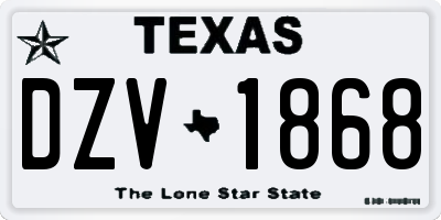 TX license plate DZV1868