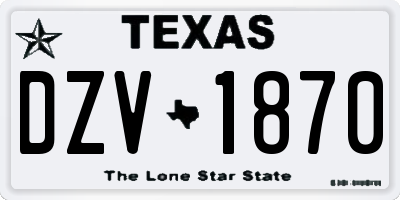 TX license plate DZV1870