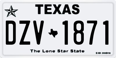 TX license plate DZV1871