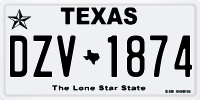 TX license plate DZV1874