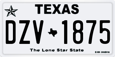 TX license plate DZV1875