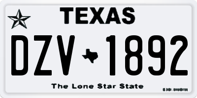 TX license plate DZV1892