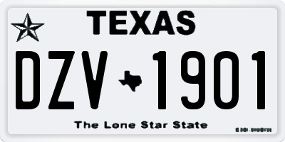 TX license plate DZV1901