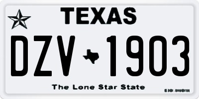 TX license plate DZV1903
