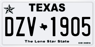 TX license plate DZV1905