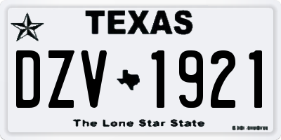TX license plate DZV1921