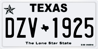 TX license plate DZV1925
